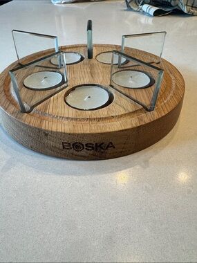Fondue Boska twinkle base  Board with Four Metal Holders - Natural Wood